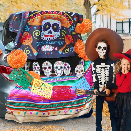 Halloween Car Decorations Kit for Trunk or Treat - Day of The Dead Theme - 23 Pieces