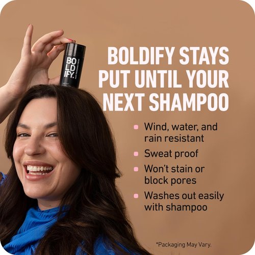 BOLDIFY Hair Fibers - Instantly Thicker & Fuller Hair for Thinning Areas - 28g - Black Shade