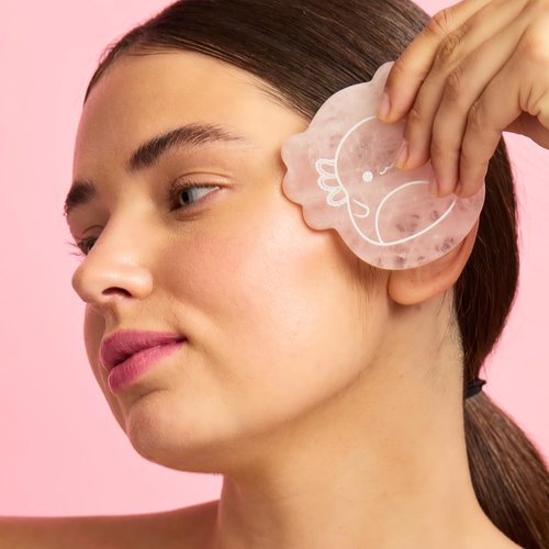 TONYMOLY Gua Sha Tool - Archie Axolotl Rose Quartz Facial Massager for Sculpting & Lymphatic Drainage | K-Beauty Gift, Limited Edition