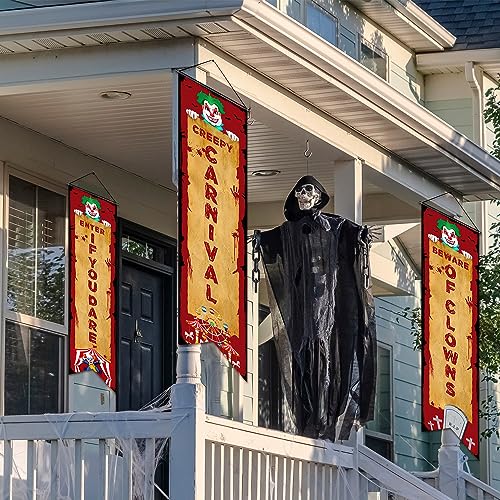Halloween Clown Banner Set - Creepy Circus Porch Signs - Basic Carnival 3 Pieces
