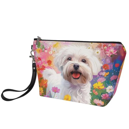 Upetstory Maltese Dog Cosmetic Bag for Women Teen Girls Cute Makeup Bags Zipper Cosmetic Bags Multifunction Storage Pouch Toiletry Organizer Travel Holiday