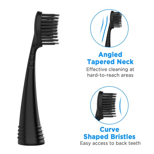 Replacement Toothbrush Heads with Covers for Burst (5 Count, Black)