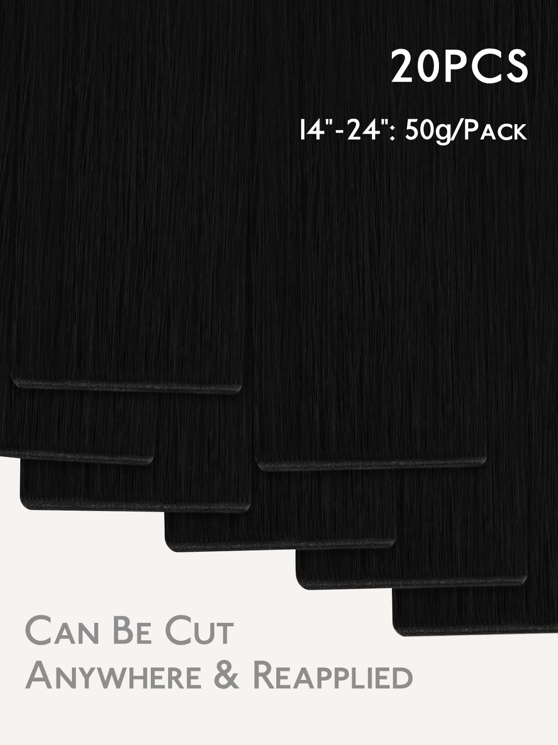 WENNALIFE Genius Seamless Tape in Hair Extensions Real Human Hair, 16 Inch 50g 20 pcs Jet Black Tape in Hair Extensions Remy Human Hair Luxury Invisible Straight Hair Hand Tied Inspired Edge Tape ins