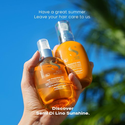 ALFAPARF MILANO Semi di Lino Sunshine Protective Hair Oil - Two-Phase Spray Oil Serum with UV Filters for Sun Exposed Hair Protection - For Shiny, Soft, Disciplined, and Protected Hair