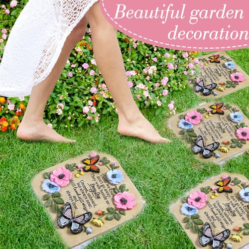 Day of the Dead Garden Memorial Stone - Outdoor Sympathy Decor with Floral Carvings