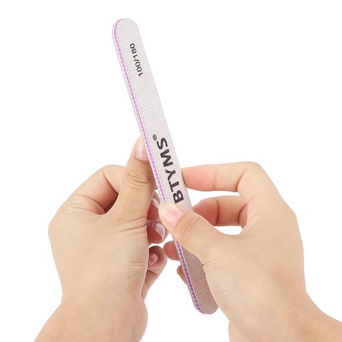 BTYMS 100 Pieces Nail Files 100/180 Grit Double Sided Emery Board Reusable Buffering Files for Natural Nails and Acrylic Nails