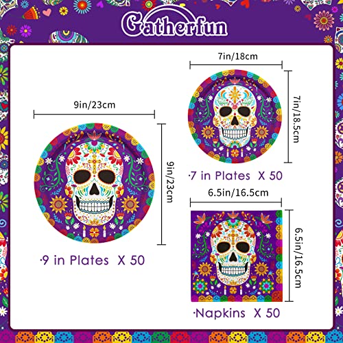Day of the Dead Party Supplies Kit for 50 Guests - Skull Plates & Napkins
