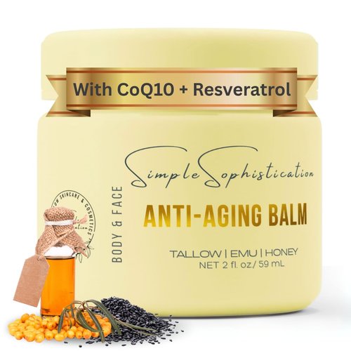 Simple Sophistication Tallow Emu Honey Balm | Nourishing Face & Body Moisturizer with Manuka Honey & Emu Oil, Non-Greasy Natural Skincare (2 oz, Anti-Aging Balm, 2 oz)