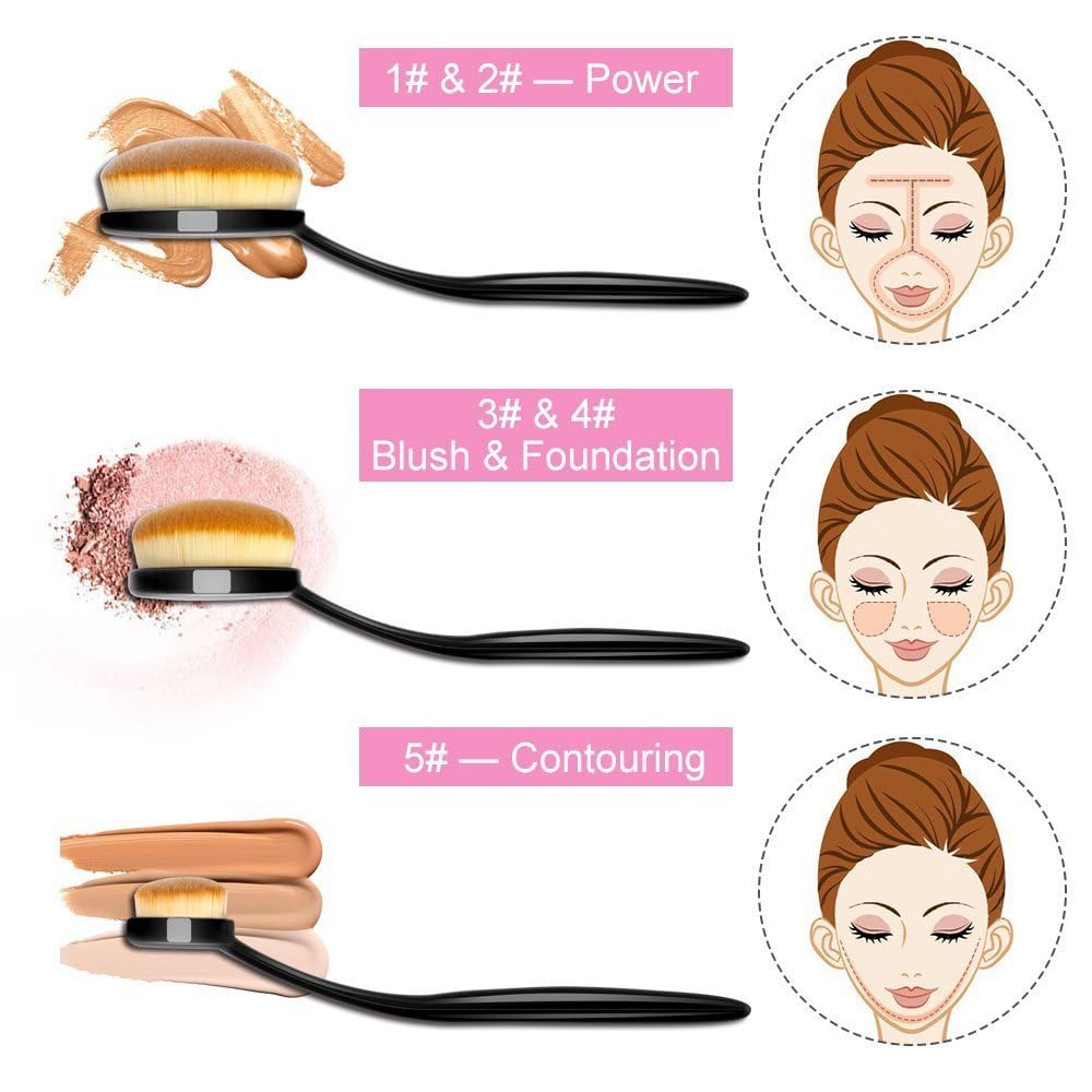 Yoseng Oval Makeup Brushes Set 10 Pcs Professional Oval Toothbrush Foundation Contour Concealer Eyeliner Blending Cosmetic Brushes Tool Set-With Box,Practical White Elephant Gift for Girls Women