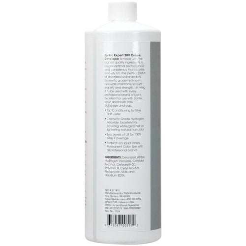 ForPro Expert 20 Volume Crème Developer - Hair Lightening & Gray Coverage, 32 Fl Oz