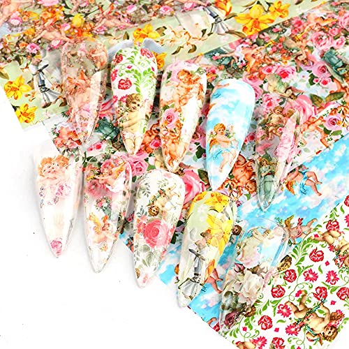 Nail Foil Transfer Sheets with Angel Variation - 10 Designs for Nail Art DIY