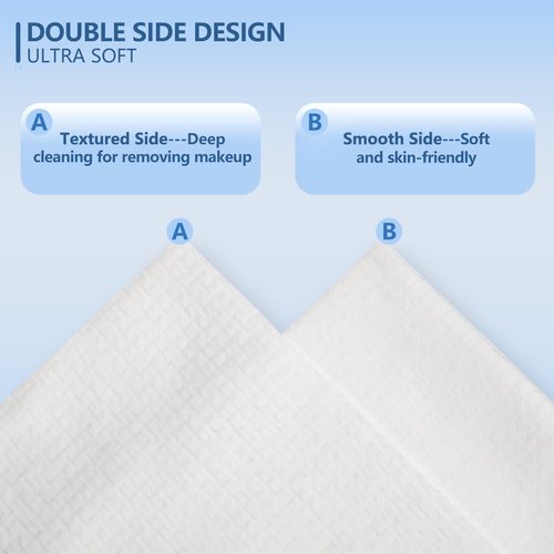 Dorahoney Disposable Face Towels, 12"×12" Extra Large Face Towelettes, Ultra Soft Facial Towels for Sensitive Skin, Makeup Remover Dry Wipes, 55 Count (1 Pack)