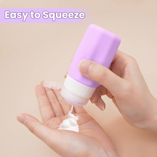Ruinovate 2 oz Travel Bottles, Small Travel Size Containers, TSA Approved Silicone Travel Toiletries Bottles, Shampoo and Conditioner Travel Kit for Women (Purple)