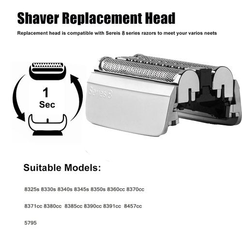 Braun 83M Replacement Shaver Head - Compatible Foil & Cutter for Series 8 Electric Shaver