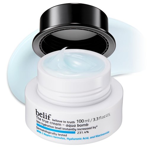 Belif Aqua Bomb - Lightweight Gel Moisturizer with Niacinamide & Hyaluronic Acid | 72H Hydration, Korean Skincare (3.3 fl oz)
