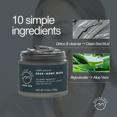 MALIBU MUD, All-Natural Face and Body Mask for Daily Detox, Cleanse, Rejuvenate without Drying Your Skin, for All Skin Types