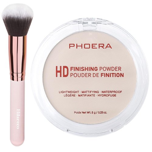 PHOERA Foundation Pressed Face Powder - Silky Soft Focus Setting Powder for Shine-Free Finish | 0.28 Oz (002 Banana)