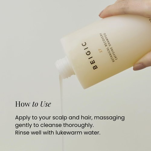BEIGIC Botanical Recovery Caffeine Shampoo - Vegan Moisturizing Hair Growth Shampoo with Biotin & Argan Oil to Repair Weak & Damaged Hair - Sulfate-Free (10.14 fl oz)
