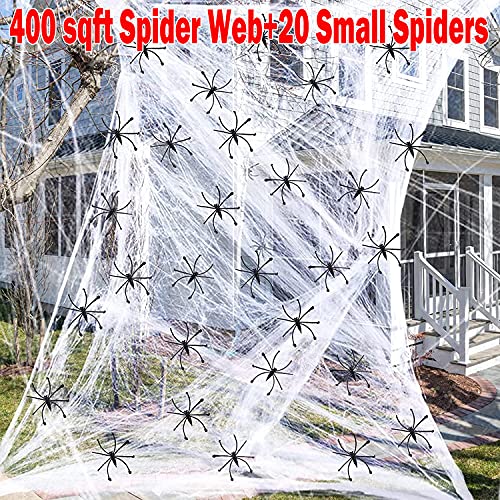 Halloween Spider Decorations Set with Cobwebs and Fake Spiders for Indoor Outdoor Yard Party