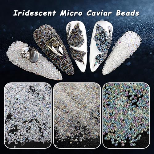 Mini Rhinestones for Nails 1.5mm Clear AB Pixie Crystals - Glitter Nail Art Decorations