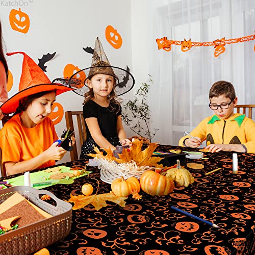 Halloween Pumpkin Tablecloth Pack of 3 - 54x90 Inch Plastic, Orange & Black Variation