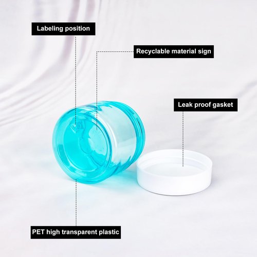 Decorniqu 8 Pack 2oz Travel Containers for Toiletries Plastic Cream Jars TSA Approved Refillable Travel Bottles for Toiletries Leak-proof Containers with Lid for Makeup Cosmetics