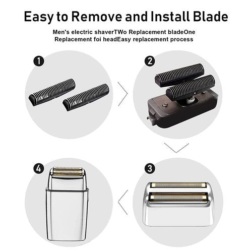 Shaver Replacement Foil and Cutters compatible with BaBylissPRO Barberology Double FXFS2 (2PC Silver)