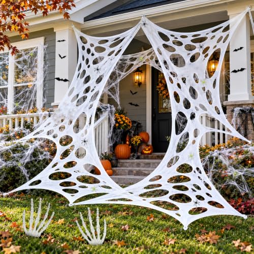 Large Outdoor Halloween Spider Web Decor Kit - Customizable, Glow-in-Dark, Tear-Resistant