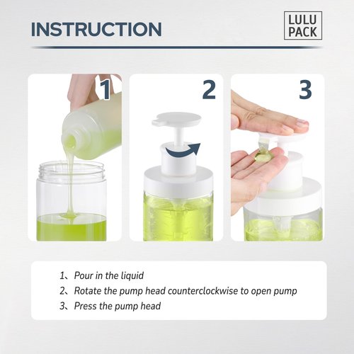 Lulupack Pump Bottle Dispenser for Soap - 8 oz Plastic Empty Container for Shampoo and Conditioner - Refillable Lotion Jar for Shower and Hand Soap - Wide Mouth Wash Bottle for Bathroom 250ml Clear