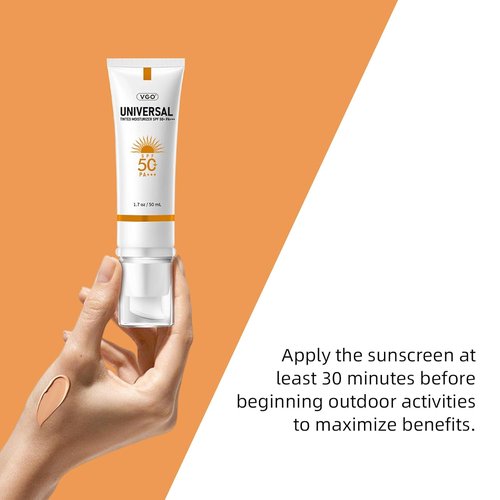VGO Tinted Sunscreen SPF 50 - Hydrating Sun Essence, Non-Sticky Formula | Travel Size 50ml / 1.7oz