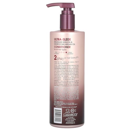 Giovanni 2chic Ultra-Sleek Conditioner - Brazilian Keratin & Argan Oil for All Hair Types | 24 fl oz