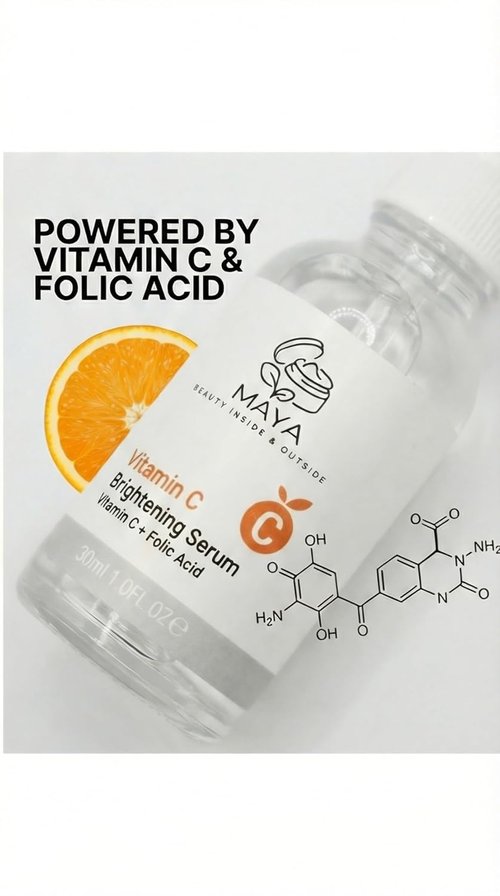 MAYA Vitamin C Brightening Serum - Hydrating Face Serum with Folic Acid for Glowing Skin | 30ml