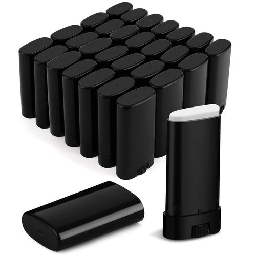 50-Pack Empty Deodorant Containers for Homemade - 0.5 oz/15ml Oval Refillable Deodorants Tubes, BPA-Free Twist-Up Plastic Sticks, Reusable DIY Deodorant Bottles for Balms & Solid Perfumes,Black