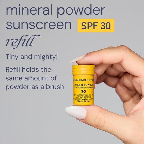 Brush On Block SPF 30 Mineral Powder Sunscreen Refill - New Formula with Niacinamide & Vitamin C | Water Resistant, Reef Friendly, Touch of Tan