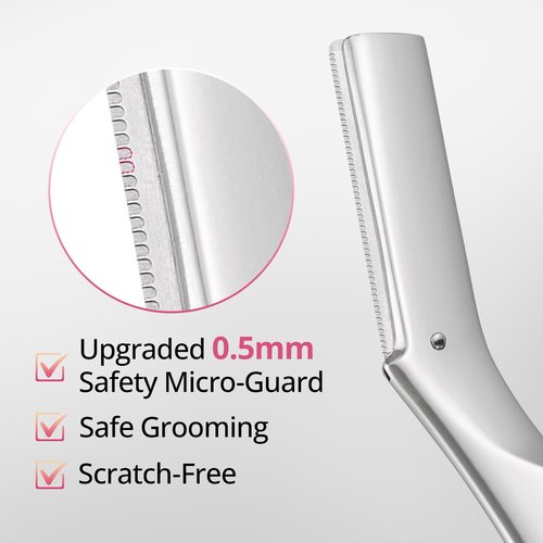Mistfree Dermaplane Razor for Women Face, Eyebrow Razor for Women & Men, Professional Metal Dermaplaning Tool with 12PCS Refill Blades, Reusable Face Razor for Exfoliation & Peach Fuzz Removal