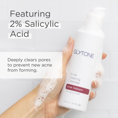 Glytone Acne Clearing Cleanser - 2% Salicylic Acid Face Wash for Oily Skin - 6.7 fl oz