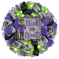 Halloween Frankenstein Wreath - Front Door Decor - Burlap, 24 Inch