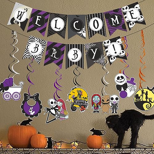 Nightmare Christmas Baby Shower Decorations - Dark/Autumnal Colors, 22-Piece Set