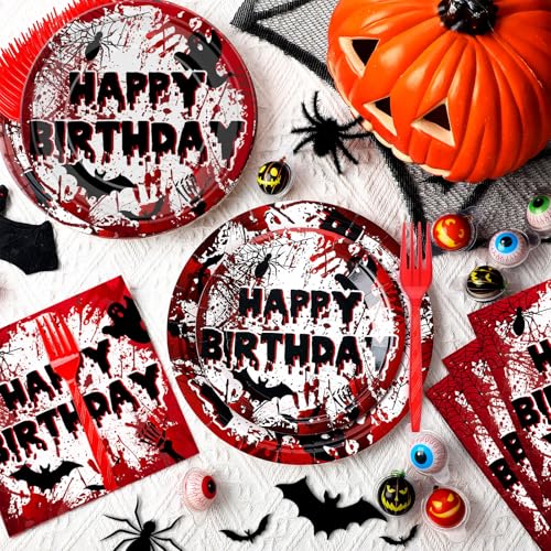Halloween Blood Themed Tableware Set - 96 Pcs Spooky Party Supplies