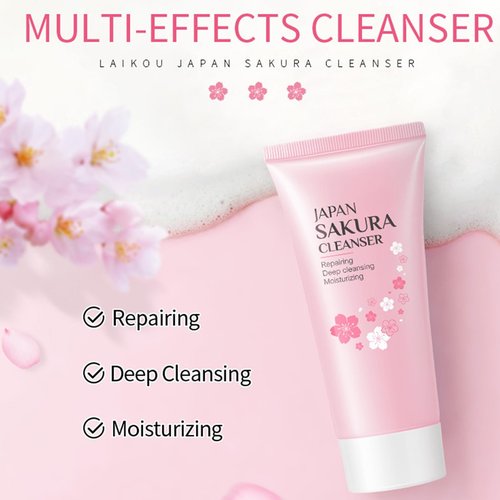 MrCuvaryas Sakura Skincare Set For Teen Girls & Women, 32PCS Face Care Kit With Cherry Blossom Essence, Serum, Cleanser, Lip Mask, Mud Mask & More
