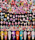 Multicolor 3D Nail Charms Set - Cute Flower, Bee, Pineapple & Bear Decor, 250 Pieces - Variation of A
