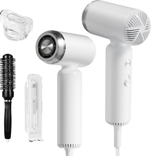 Skiennix Hair Dryer - Travel Portable High-Speed Ionic Blow Dryer with 200 Million Negative Ions | Compact Lightweight, White