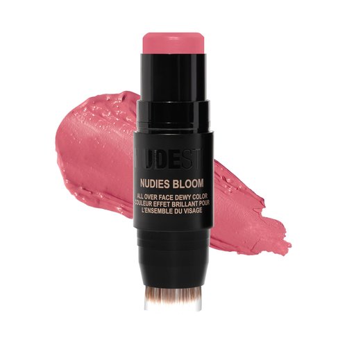 Nudestix Nudies Bloom All Over Dewy Color – 3-in-1 Cream Blush Stick for Cheeks, Eyes & Lips with Built-In Brush | Sheer, Glossy Finish | Vegan, Long-Wear, Multi-Use Makeup (Bohemian Rose)