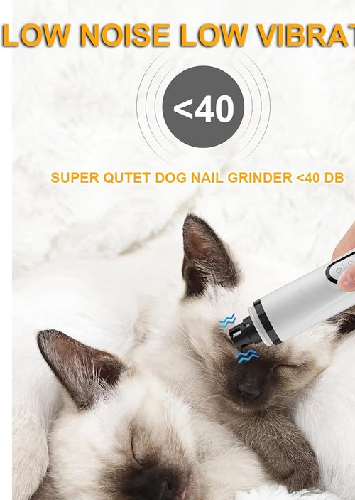 Rercarre Nail Grinder, Upgraded Silent Dog Nail Grinder, Cordless Grooming Pro Nail Grinder with 3 Adjustable Speeds & Led Light Pet Nail Grinders for Dog Cat Home Use(1pc+2 Heads)