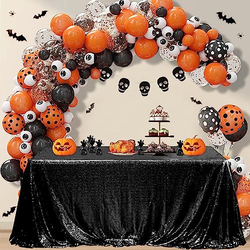 Black Sequin Tablecloth for Parties 60x102 Inch Rectangular Glitter Table Cover