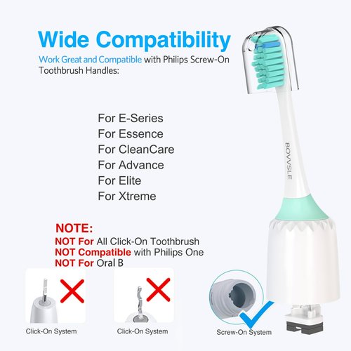 Philips Sonicare Replacement Toothbrush Heads - E-Series & Essence Compatible | 4-Pack Electric Brush Heads