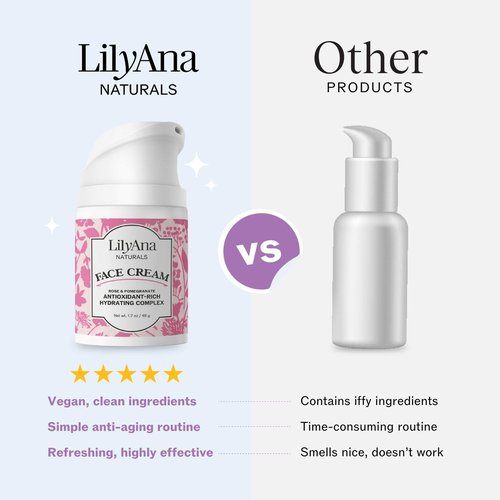 LilyAna Naturals Face and Neck Moisturizer for Women and Men - Moisturizer Face and Neck Cream for Dry Skin and Dark Spot Brightening - Rose and Pomegranate Extracts - 1.7oz