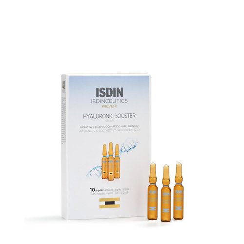 Isdinceutics Intensive Hyaluronic Acid & Peptide Booster - Hydrating Facial Serum, 0.06 FL OZ x 10 Ampoules