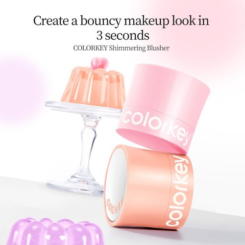 COLORKEY Shimmering Pudding Powder Blush - Lightweight & Smooth, Naturally Luminous Finish | 3.2g (01 Violet)