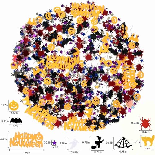 Multicolor Halloween Confetti Set Ghost Pumpkin Spider Bats Witches Table Scatter